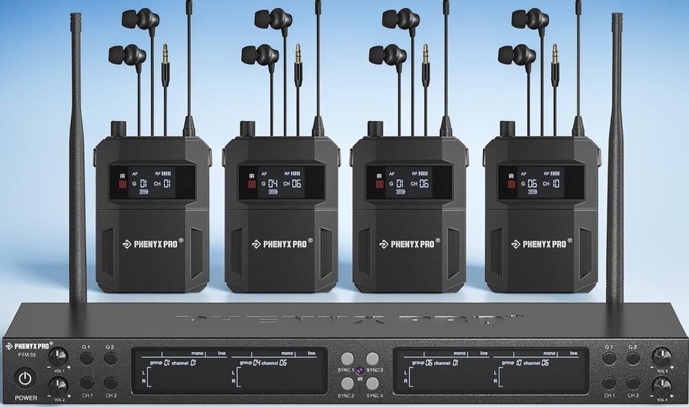 Phenyx Pro PTM-33-4B 4-Channel UHF 902-928MHz IEM System 4 Bodypacks